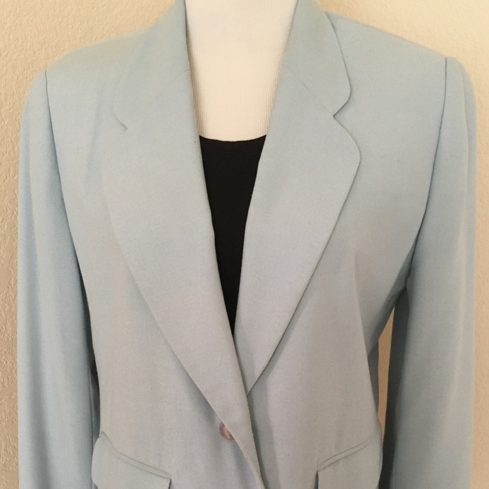 Blazer jacket loose fit pale blue one button - Picture 4 of 9